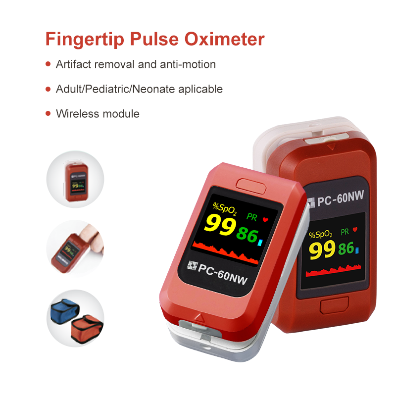 Lepu Fingertip Pulse Oximeter Blood Oxygen Meter for Neonate Kid Adult PC-60NW with Bluetooth App Color OLED