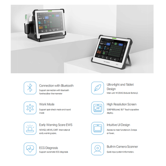 Lepu Medical Grade AIView VS All-in-one Portable Tablet Vital Signs Monitor with Touch Screen
