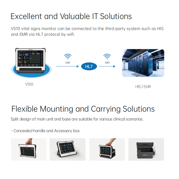Lepu Medical Grade AIView VS All-in-one Portable Tablet Vital Signs Monitor with Touch Screen